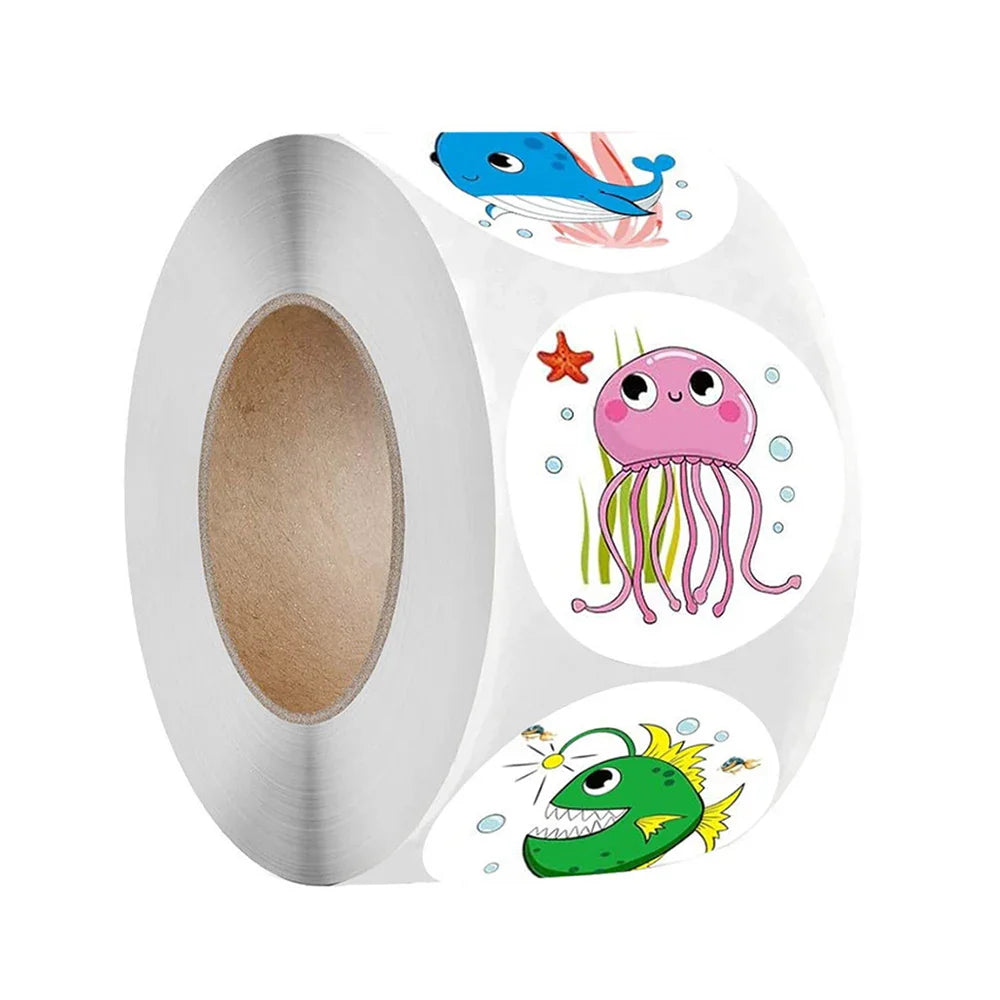 100-500pcs Ocean Kids Birthday Stickers Under The Sea Animal Reward Sticker DIY Gift Decoration Label Stationery (ONLINE ORDER ONLY)