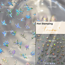 Hazy Feeling Bluestar-Amsonia Hubristic Blue Star Flower Floral Print 5D Soft Embossed Adhesive Nail Art Sticker Manicure Decals (ONLINE ORDER ONLY)