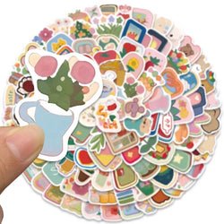100pcs Cute Cartoon Colorful Flowers Animals Stickers Pack For Luggage Laptop Guitar Phone Waterproof Graffiti Bicycle Car Decal (ONLINE ORDER ONLY)