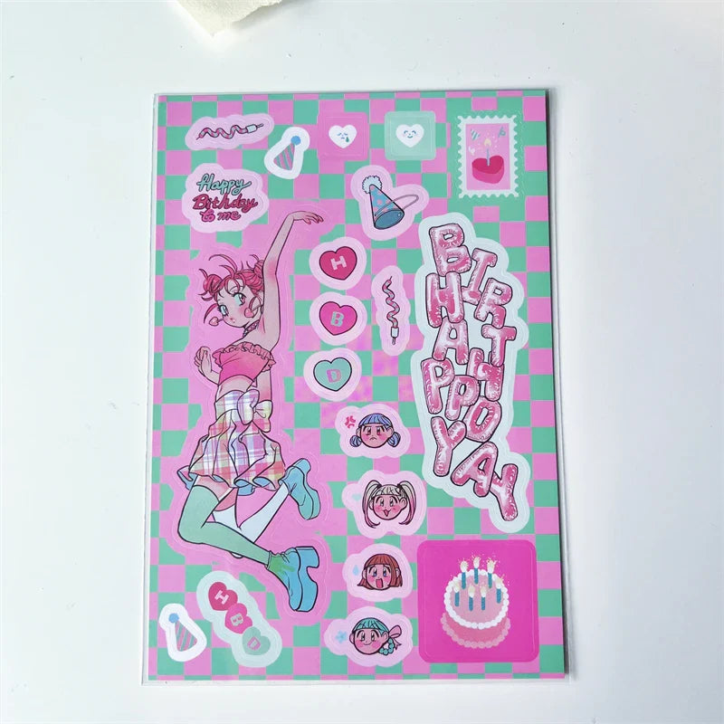 Korean ins Sweet Cool Girl Sticker Scrapbooking Diary DIY Album Decoration Sticker Aesthetic Stationery Art Supplies Personalizd (ONLINE ORDER ONLY)
