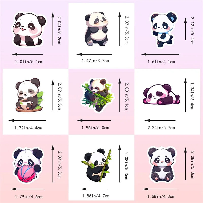 10/30/50PCS Cute Panda PVC Sticker Aesthetic Decoration Scrapbooking Korean Stationery DIY Hand Accounting School Supplies (ONLINE ORDER ONLY)