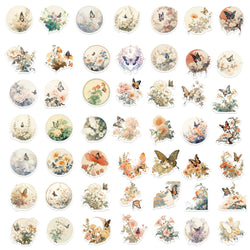 50PCS Ins Cute Butterfly Flower Cartoon Stickers Aesthetic DIY Diary Suitcase Scrapbook Phone Laptop Kawaii Decal Sticker (Online Order Only)