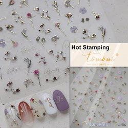 Romantic Candle Holder Lace Rambler Rose Pink Flower Bowknot Candlestick Ribbon Adhesive Nail Art Stickers Shiny Manicure Decals (ONLINE ORDER ONLY)
