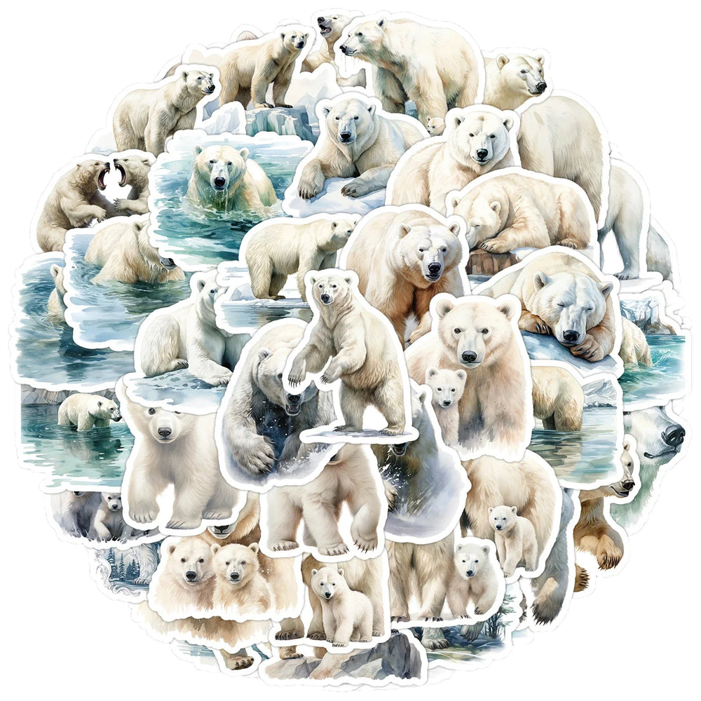 Polar Bear Stickers Pack - Cute Animal Decals for Luggage, Laptop, Guitar, Car, Bike, Skateboard, Kids Toys (ONLINE ORDER ONLY)