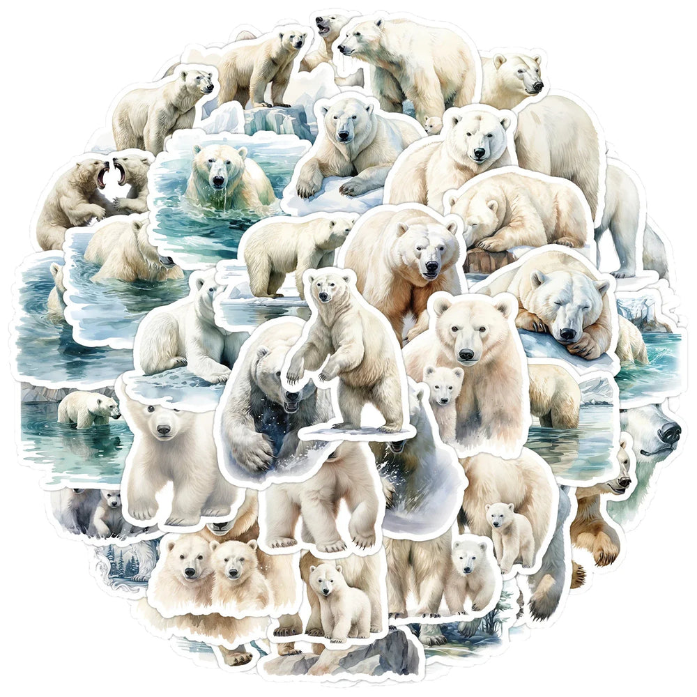 Polar Bear Stickers Pack - Cute Animal Decals for Luggage, Laptop, Guitar, Car, Bike, Skateboard, Kids Toys (ONLINE ORDER ONLY)