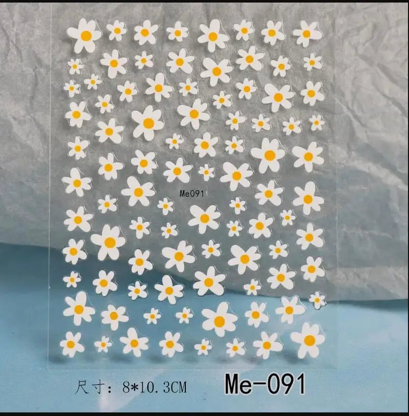 1PC Elegant 3D Daisy Flower Nails Art White Florals Petals Flowers Back Glue Nail Stickers Gel Polish Sticky Manicure Decoration (ONLINE ORDER ONLY)