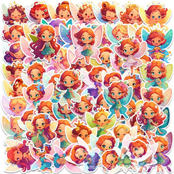 50pcs Fairy Flower Cartoon Stickers for Luggage, Water Cup, Phone, Laptop, Scooter, Refrigerator (Online Order Only)