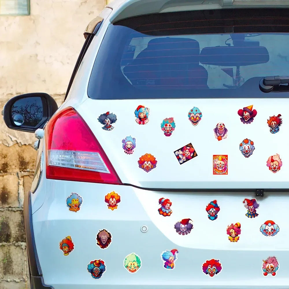 10/50Pcs Vintage Clown Stickers For Phone Suitcase Guitar Car Helmet Craft Supplies Scrapbooking Material Cartoon Sticker Pack (ONLINE ORDER ONLY)
