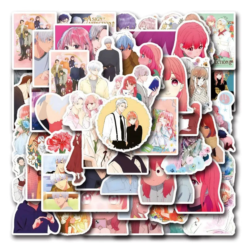 55pcs A Sign of Affection Anime Stickers for Luggage, Water Bottles, Phones, Laptops, Cars, Scooters, Refrigerators (Online Order Only)