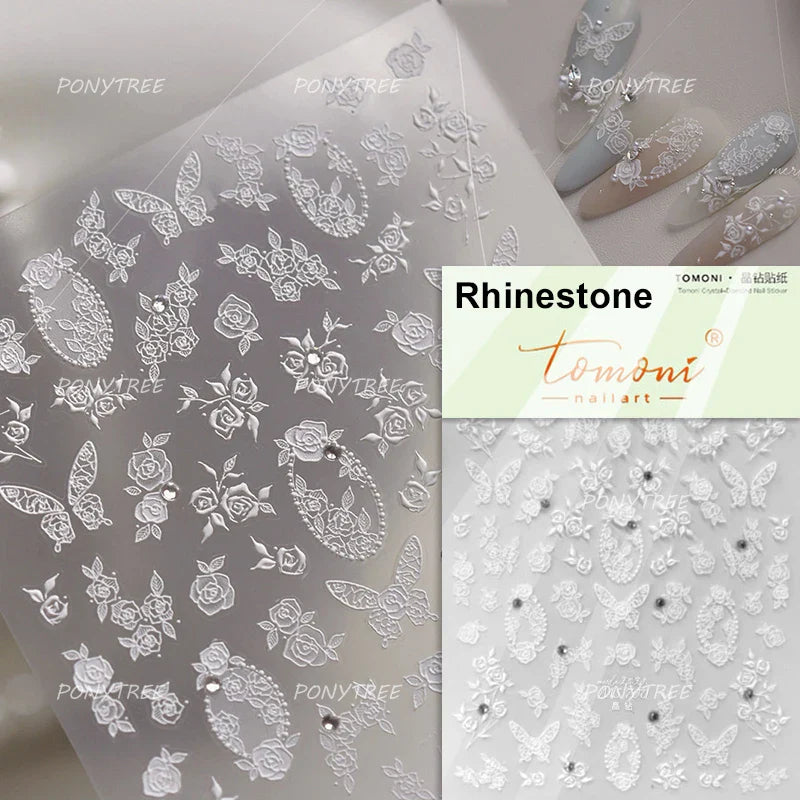 Watercolor Style Colourful Rose Flower Embossment Romantic Garden 5D Self Adhesive Nail Art Decoration Stickers Manicure Decals (ONLINE ORDER ONLY)
