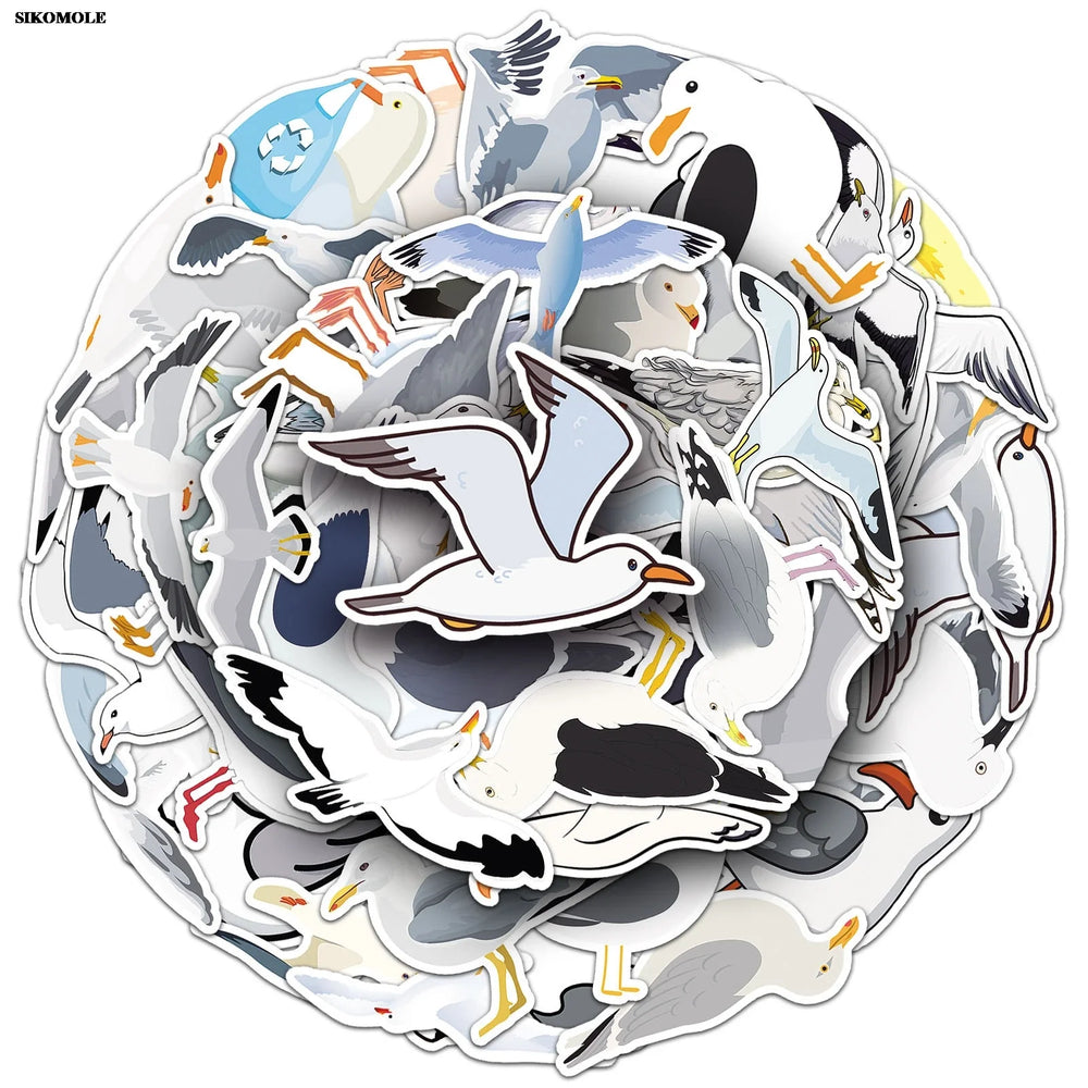 Seagull Cartoon Bird Stickers for Luggage Laptop Car Bike Skateboard Decals (ONLINE ORDER ONLY)