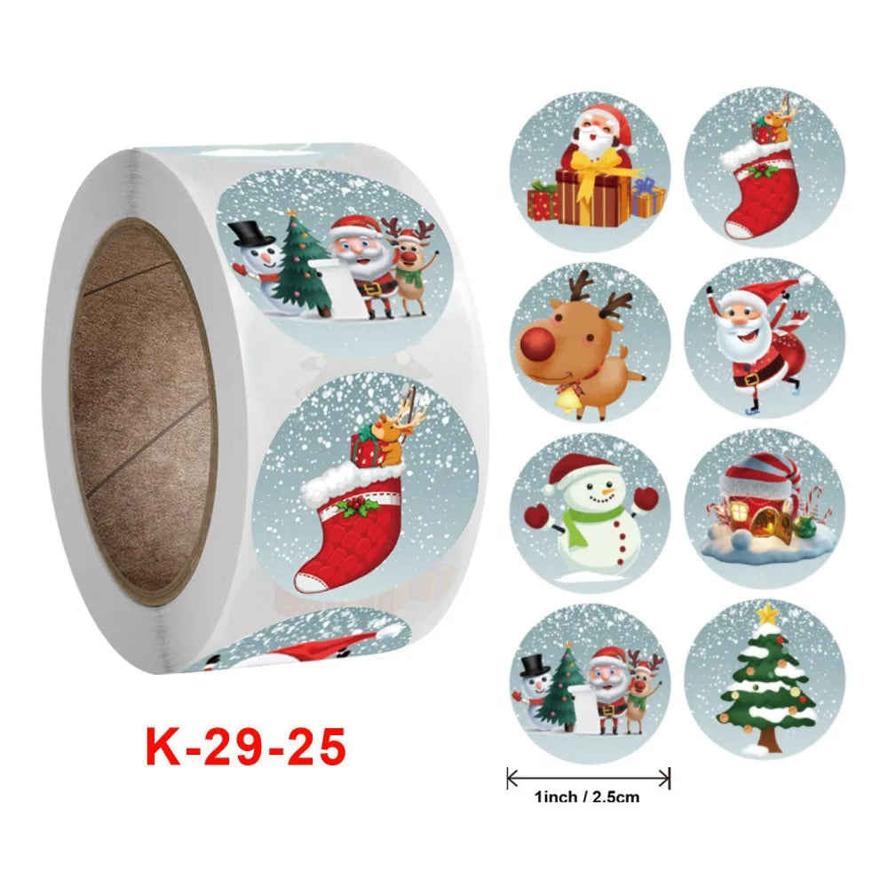 50-500pcs Cartoon Merry Christmas Sticker Santa Claus Tree Paper Label New Year Cute Snowman Stationery Stickers For Kids Gift (ONLINE ORDER ONLY)