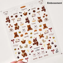 Bowknot Bear Cake Chocolates Food Star Cherry Apple Cook Love Heart Adhesive Nail Art Sticker Rhinestone Reliefs Manicure Decal (ONLINE ORDER ONLY)