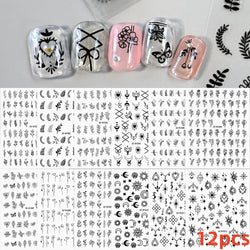 12pcs 3D Golden Glitter Heart Love Nail Stickers Valentine Self Adhesive Cute Cartoon Decal Geometry Slider Manicure Decoration* (ONLINE ORDER ONLY)