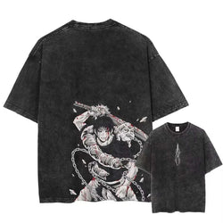 Ryomen Sukuna Washed T-Shirt: Harajuku Oversized Anime Tee (ONLINE ORDER ONLY)