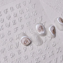 Romantic White Black Capital English Letters Chic Gold Punk Colorful Stamp Word 3D Self Adhesive Nail Art Sticker Manicure Decal (ONLINE ORDER ONLY)