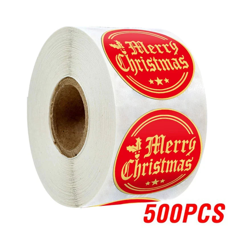 Rose Gold Merry Christmas Stickers Scrapbook 1inch 100-500pcs Sealing Label Stickers For Party DIY Packaging Stationery Stickers (ONLINE ORDER ONLY)
