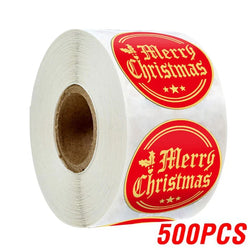 Rose Gold Merry Christmas Stickers Scrapbook 1inch 100-500pcs Sealing Label Stickers For Party DIY Packaging Stationery Stickers (ONLINE ORDER ONLY)