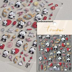 Panda Bamboo Butterfly Pattern Totem Figure Peony Flower Love Heart Adhesive Nail Art Stickers Embroidery Pearl Manicure Decals (ONLINE ORDER ONLY)