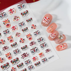 1pcs Cute Good Luck Lion Head Nail Art Sticker Chinese New Year 2025 Nail Decal 5D Reliefs Self Adhesive Design Decoras Decals * (ONLINE ORDER ONLY)