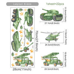 Cartoon Tank Helicopter Wall Stickers Kids Room Decor (Online Order Only)