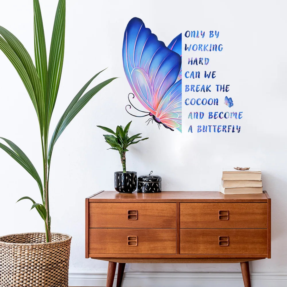 Butterfly Proverb Wall Stickers - Living Room & Study Decor - Self Adhesive Art Decals (ONLINE ORDER ONLY)