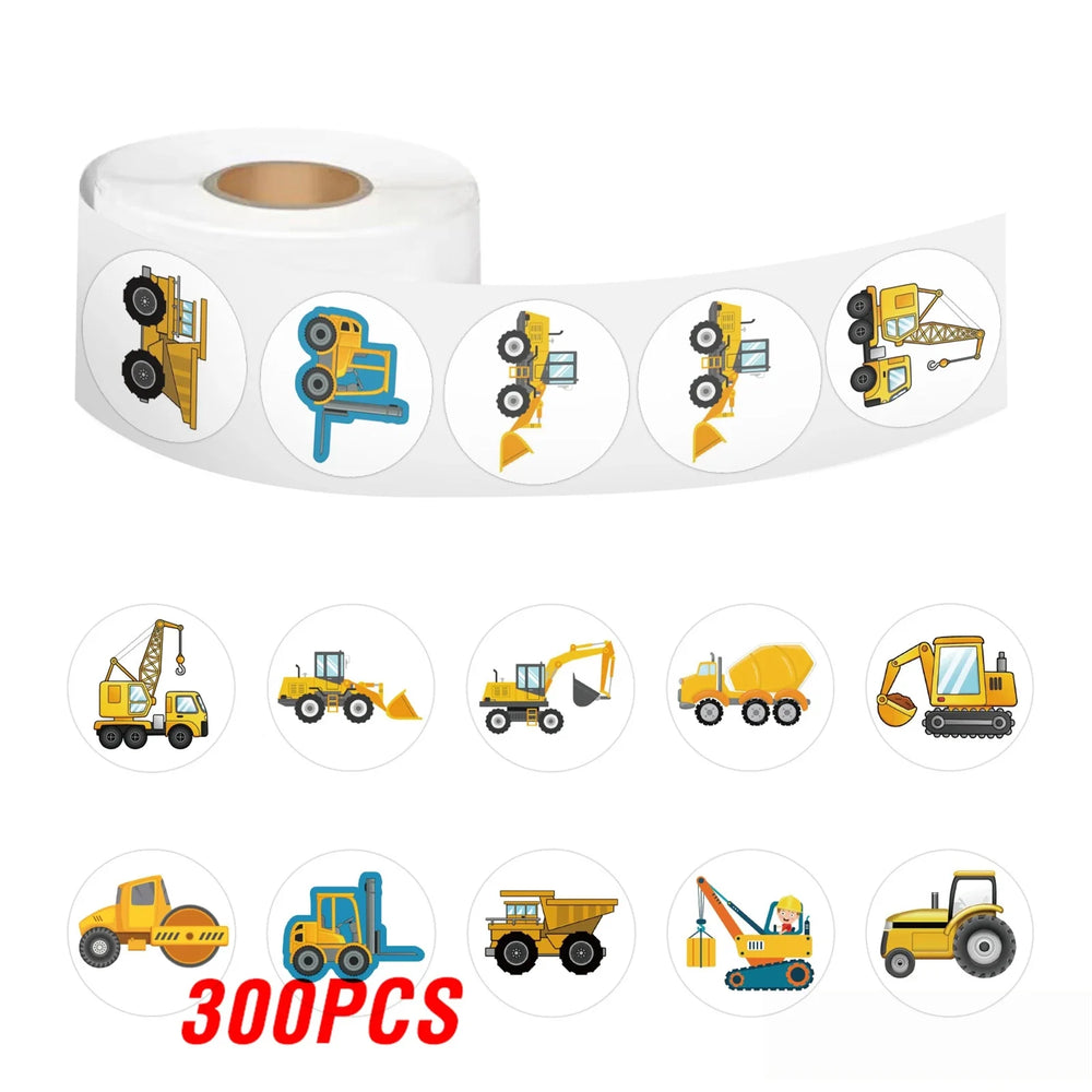 100-500pcs Engineering vehicle Stickers Cute Handmade Stickers Party Gifts Decorative Labels Scrapbook Stationery Stickers (Online Order Only)