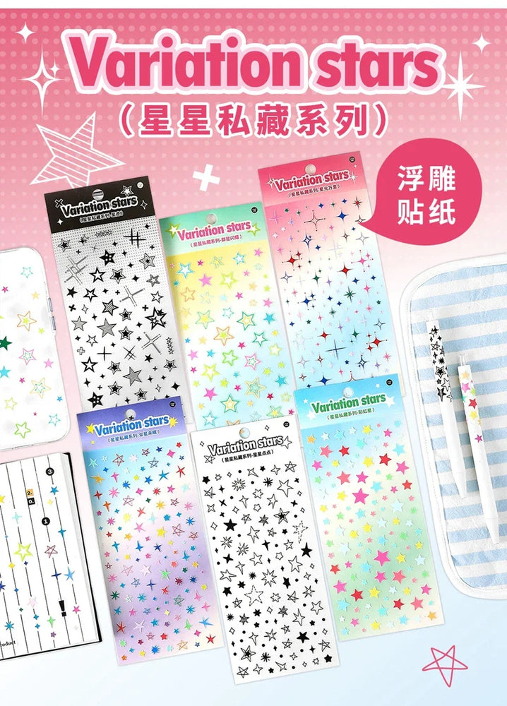 1Pc New Cute Star Resin Stickers Idol Card Deco Scrapbook DIY Material Girls Nails Decoration Stationery Stickers (ONLINE ORDER ONLY)