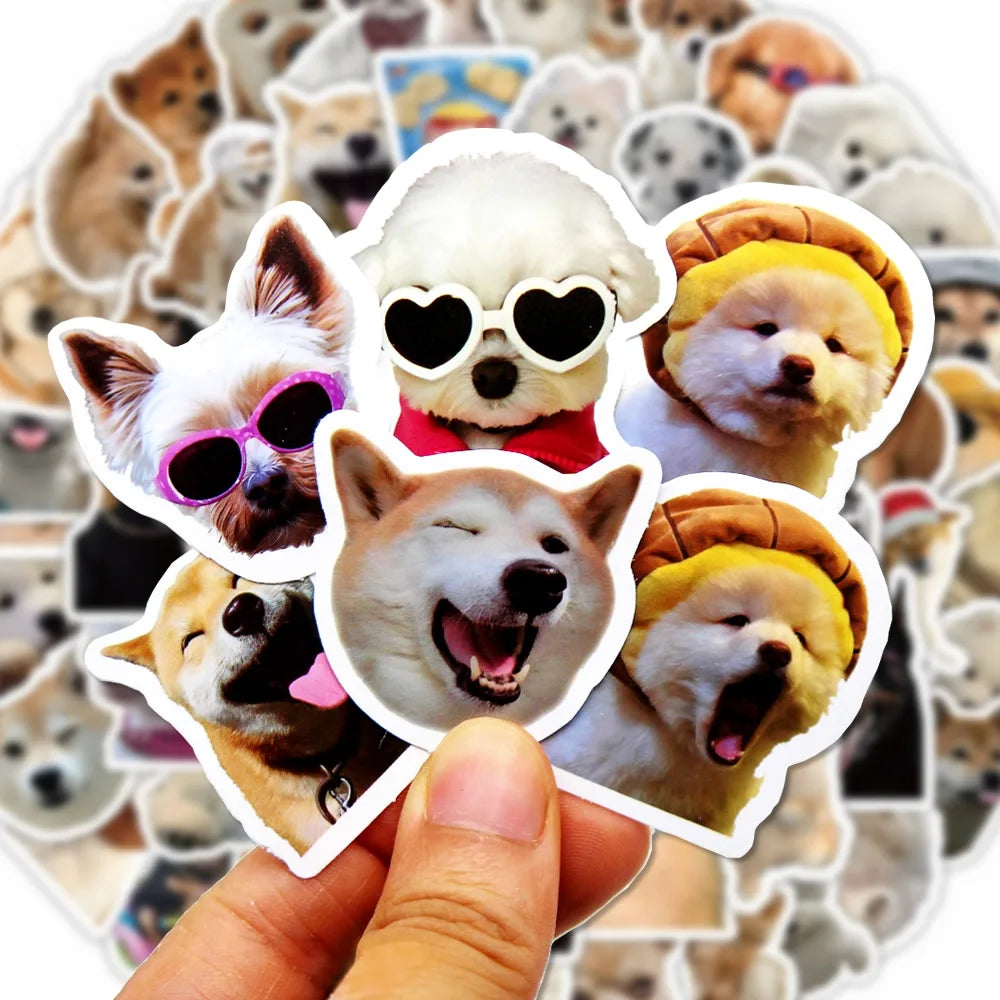 Funny Dog Stickers Pack - Cartoon Decals for Laptop, Phone, Guitar, Bicycle, Car, Luggage, Kids (Online Order Only)