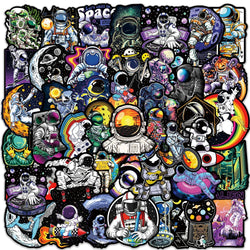 10/30/50PCS Outer Space Astronaut Graffiti Stickers Cartoon Decal DIY Skateboard Phone Motorcycle PVC Waterproof Kid Sticker Toy (Online Order Only)