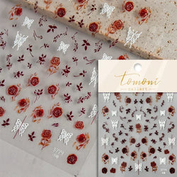 Pale Flower Bouquet Label Bowknot Stationery Sunflower Daisy Leaf 3D Self Adhesive Nail Art Stickers Rhinestone Manicure Decals (Online Order Only)