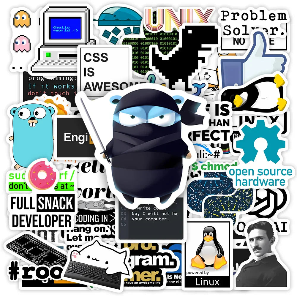 Developers Programming Languages Stickers Logo Github Go Python Linux DIY Toy Gift Decorative Decal for Phone Laptop Waterproof (ONLINE ORDER ONLY)
