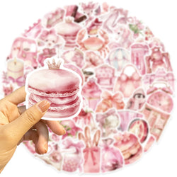 50pcs Pink Aesthetics Stickers Vinyl Decals DIY Skateboard Phone Laptop Car Luggage Bike Cool Waterproof Sticker (ONLINE ORDER ONLY)
