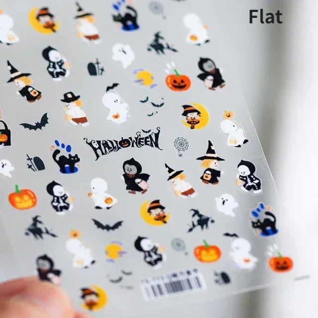 Gothic Dark Spider Butterfly Cross Flame Wings Halloween Horror Rose Flower Rabbit Pumpkin Bear Nail Art Stickers Manicure Decal (ONLINE ORDER ONLY)