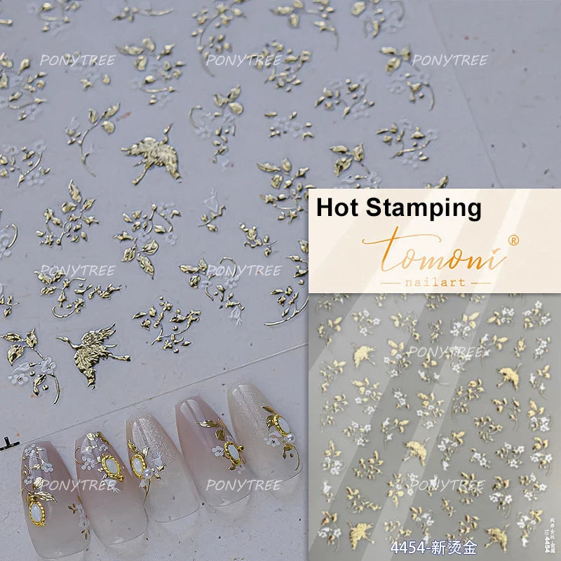 Hot Stamping Purple Line Love Heart Lace Bowknot Chain Branches Star Flower Leaf Butterfly Plant Flower Nail Art Stickers Decals (Online Order Only)
