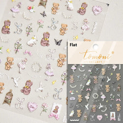 Bear Star Bowknot  Duck Cherry House Mini Flower Butterfly Line Bow Tie Apple Gird Cute Chic Nail Art Stickers Manicure Decals (ONLINE ORDER ONLY)