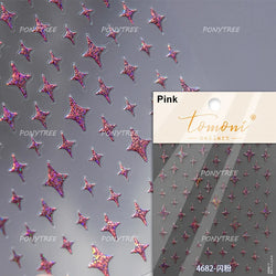 Pink Bowknot Star Moon Starburst Sun Polar Day Polar Night Sword Rose Flower Wreath Adhesive Nail Art Stickers Manicure Decals (ONLINE ORDER ONLY)