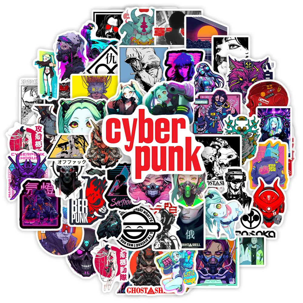 Cyberpunk 80s Sci-fi Anime Game Stickers Art Gift Decal for Laptop Phone Scrapbook Luggage Decorative Bottles Waterproof (ONLINE ORDER ONLY)