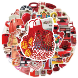 10/30/50PCS Cute Red Sticker Ins Style Cartoon Decoration For Phone Skateboard Notebook Fridge Suitcase Helmet Wall Decals Toys (ONLINE ORDER ONLY)