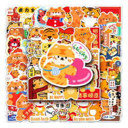 50Pcs Cute Tiger Waterproof Vinyl Stickers for Skateboard Snowboard (Online Order Only)