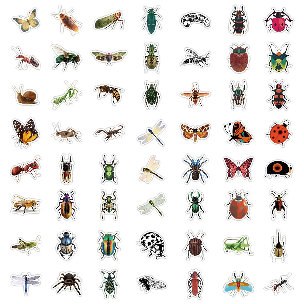 60Pcs Cartoon Cute Insect Doodle Stickers Small Animal DIY Toys Car Skateboard Laptop Graffiti Decals Sticker for Kid (ONLINE ORDER ONLY)