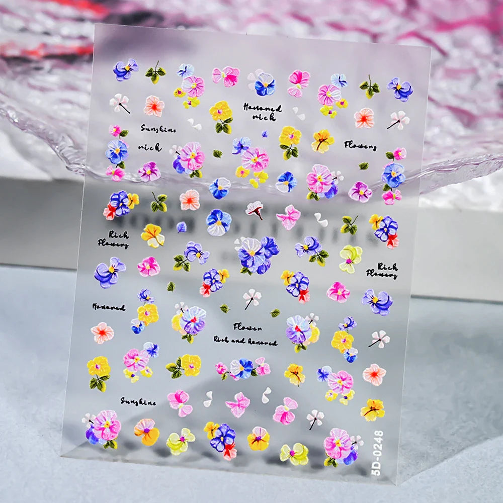 1 Sheet 5D Embossed Nail Art Stickers Graffiti Heart Flower Design Nail Art Decals Self-Adhesive DIY Manicure Nail Art Supplies* (ONLINE ORDER ONLY)