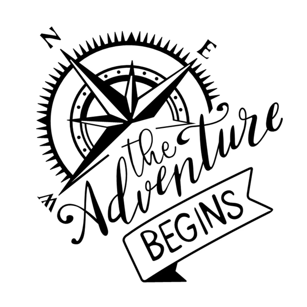 Car Compass Adventure Begins Sticker For Camper Van SUV Motorhome Decoration Caravan RV Decor Decal Auto Tuning Accessories (ONLINE ORDER ONLY)
