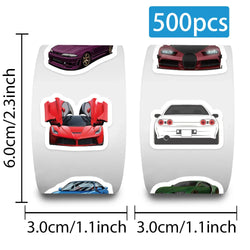 500pcs Cartoon JDM Racing Car Graffiti Stickers Roll Waterproof Cool DIY Luggage Skateboard Laptop Kids Sticker Toys Gifts (ONLINE ORDER ONLY)