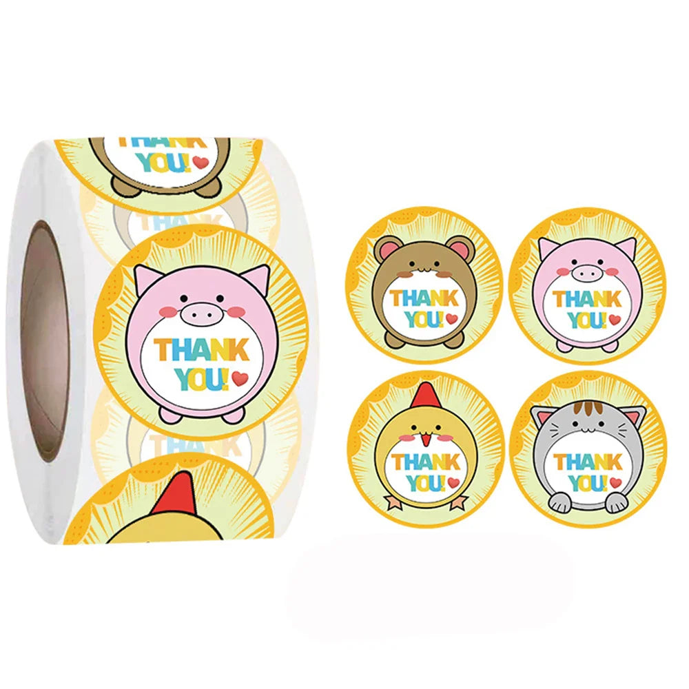 100-500pcs Cartoon Thank You Stickers For Seal Packaging Decoration Stickers School Teacher Kids Student Stationery Stickers (ONLINE ORDER ONLY)