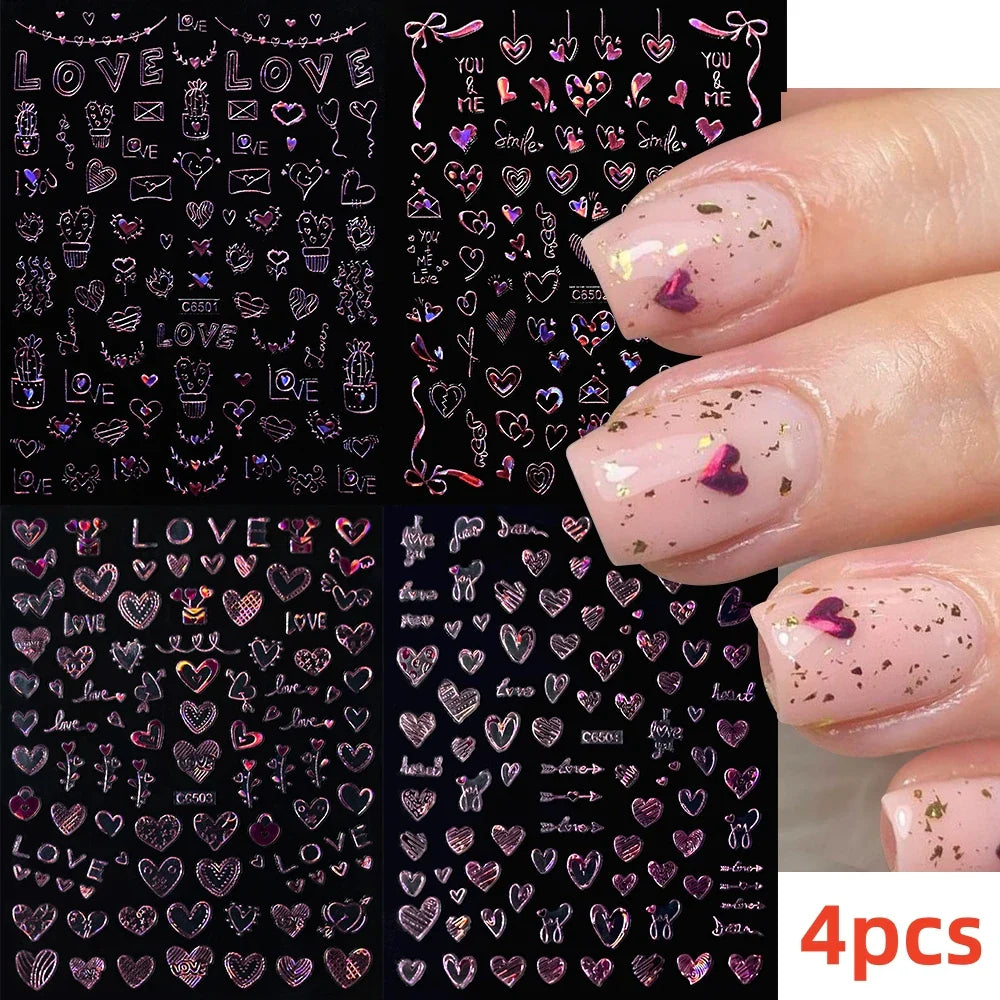 5/8Pcs 3D Hawaiian Flowers Nail Art Stickers Summer Decors with Tropical Leaves Slider Vibrant Pink & White Flowers for Parties* (ONLINE ORDER ONLY)