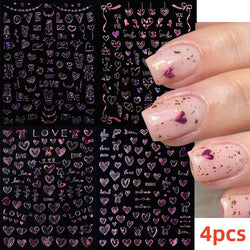 5/8Pcs 3D Hawaiian Flowers Nail Art Stickers Summer Decors with Tropical Leaves Slider Vibrant Pink & White Flowers for Parties* (ONLINE ORDER ONLY)