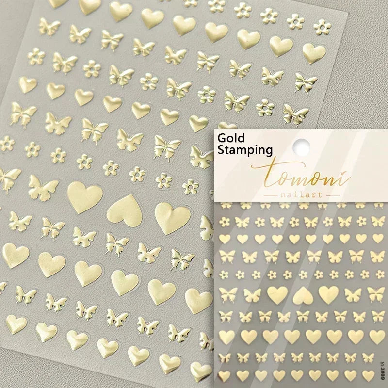 Delicate Tender Purple Butterfly Seal Pattern Insect Shiny Golden Stroke Nail Art Decoration Sticker Dressy Laser Manicure Decal (ONLINE ORDER ONLY)