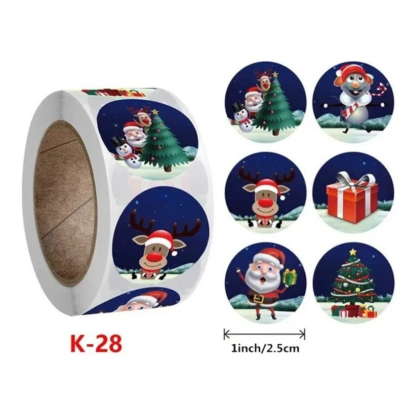 50-500pcs Cartoon Merry Christmas Sticker Santa Claus Tree Paper Label New Year Cute Snowman Stationery Stickers For Kids Gift (ONLINE ORDER ONLY)