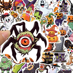 10/30/50pcs Cute Hallowmas Horror Skull Cartoon Stickers Decals Kids Toy Laptop Suitcase Phone Car Skateboard Waterproof Sticker (Online Order Only)